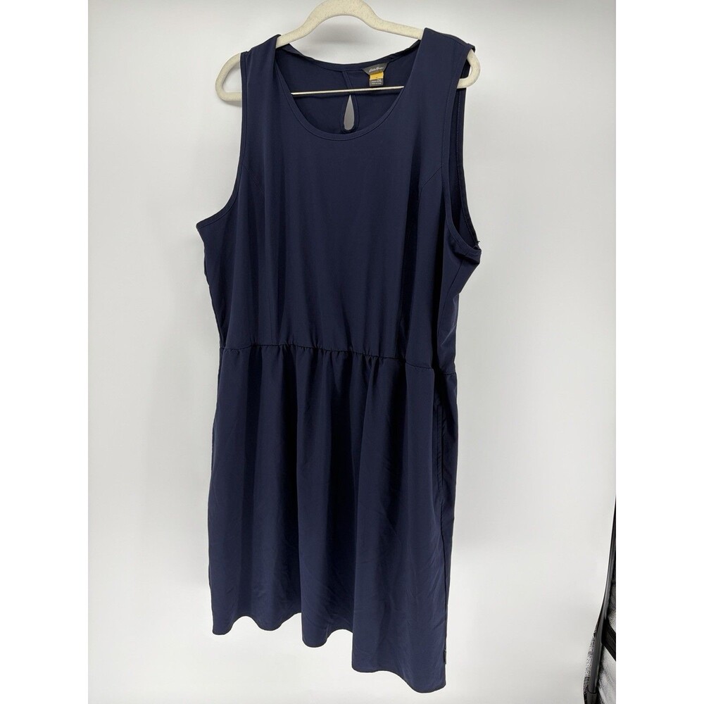 Eddie Bauer Travex Navy Blue Sleeveless Pocket Travel Performance Plus Dress 2XL